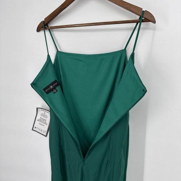 Betsy & Adam Size 2 Green Flounce-Hem Midi Cocktail Party Dress Sleeveless - Picture 7 of 10